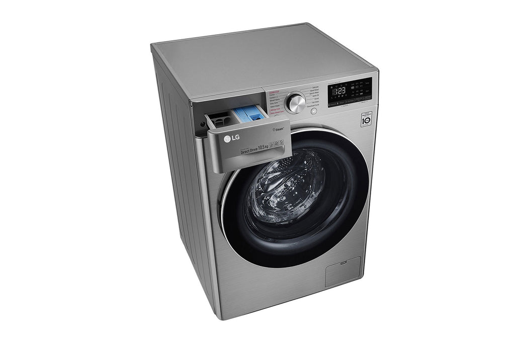 LG 10.5KG Silver Front Loader Washing Machine (Direct Drive, 6 Motion, 10-Year Warranty)